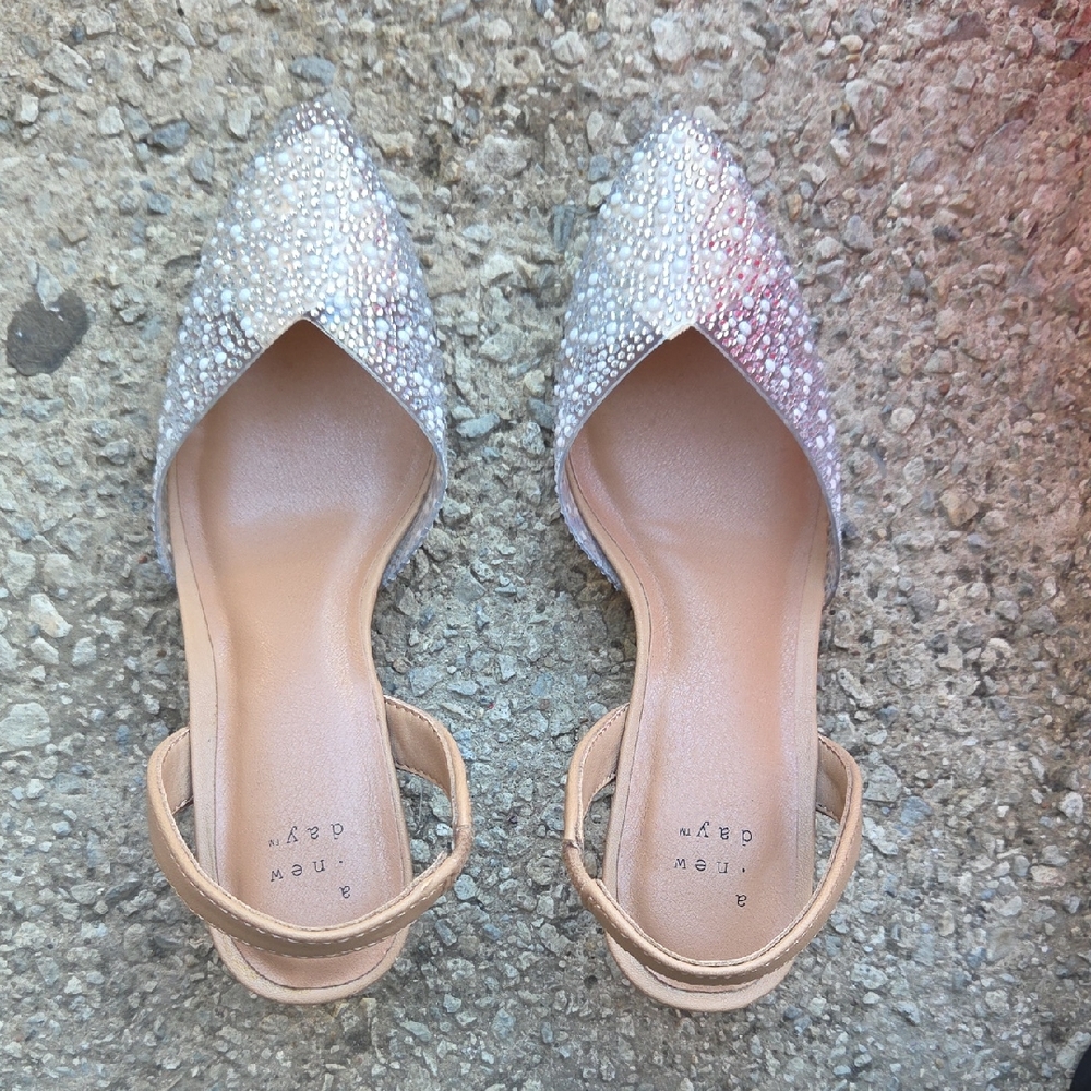 a new day Nude Glitter Pointed D'Orsay Slingback Flats